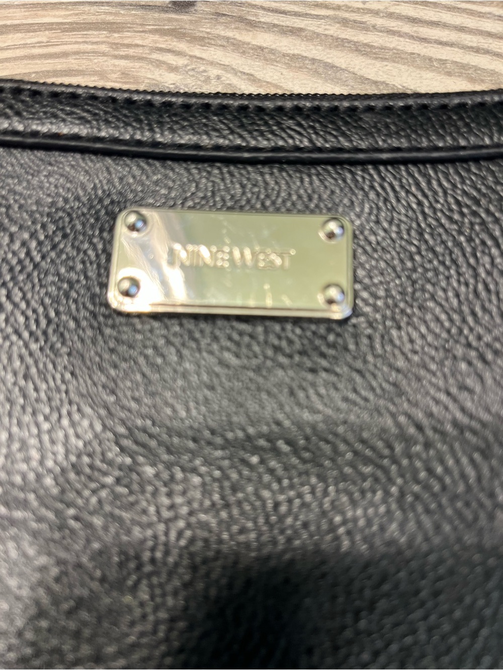 Nine West Black Leather Wristlet Clutch with Logo Plate - Picture 3 of 7